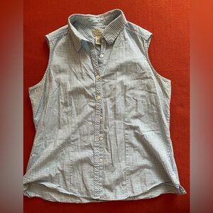 L.L. Bean Women's Blue Gingham Sleeveless Top
